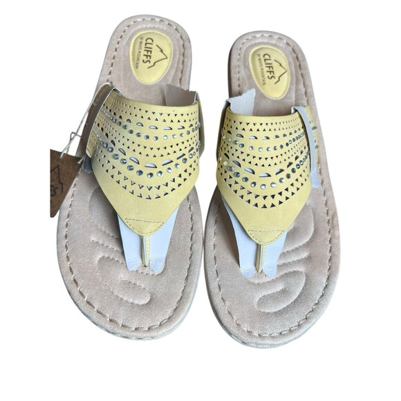 White Mountain Comate Women's Thong Sandals 11W Yellow  Spring Beach‎ Rhinestone - Picture 3 of 9